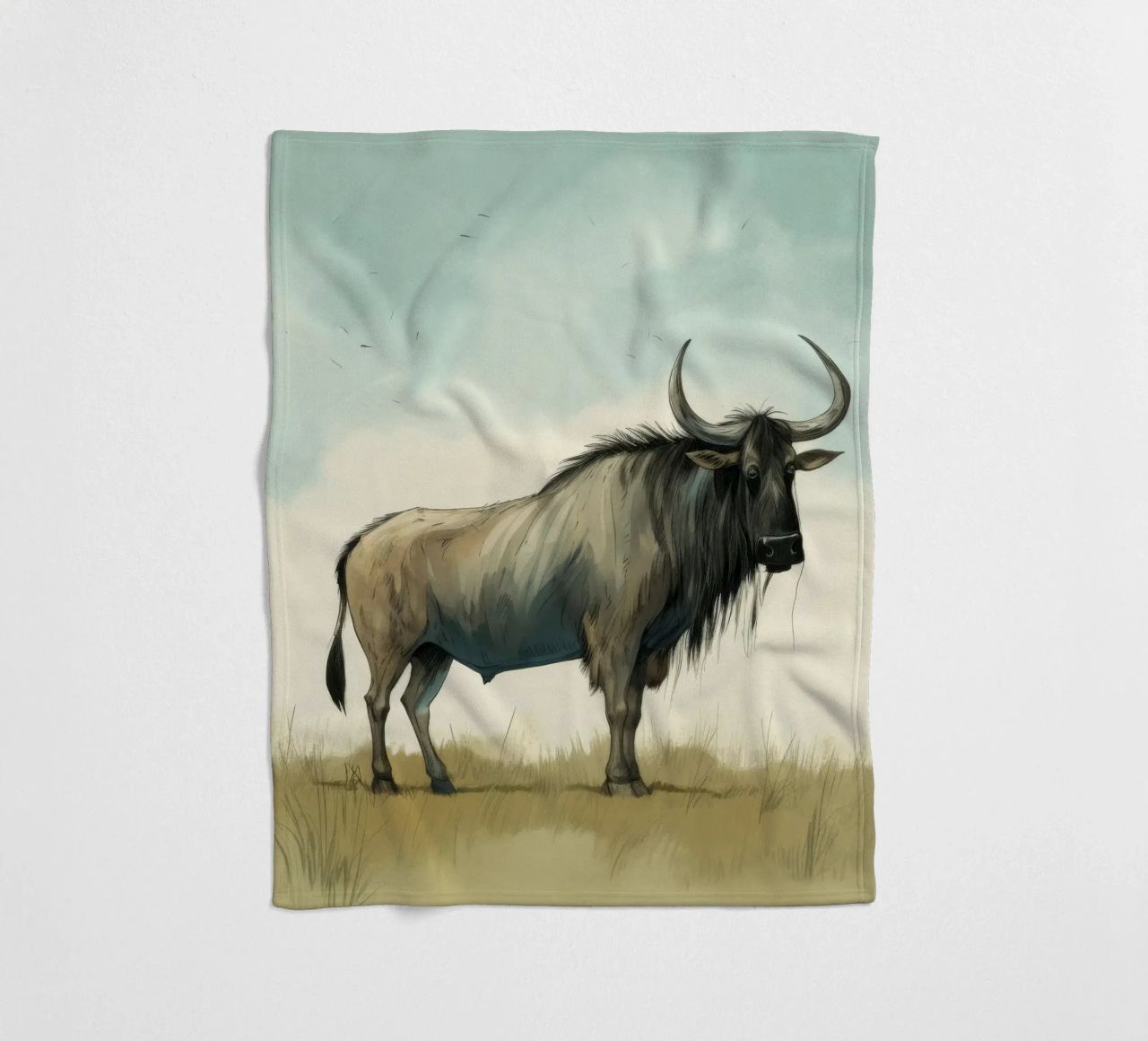 Minimal Wildebeest 1 coperta in pile da Minimal Animal Art