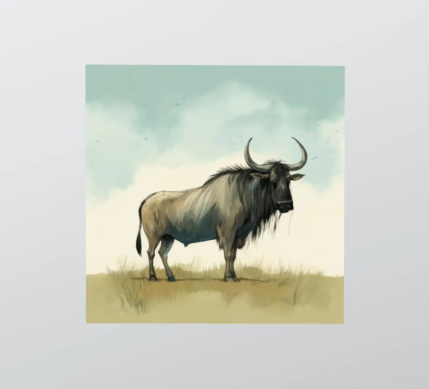 Minimal Wildebeest adesivo da Minimal Animal Art