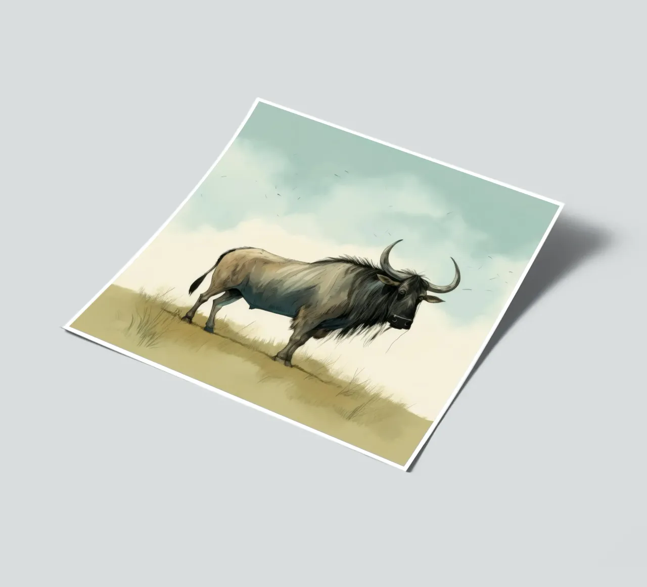 Minimal Wildebeest foglio adesivo da Minimal Animal Art
