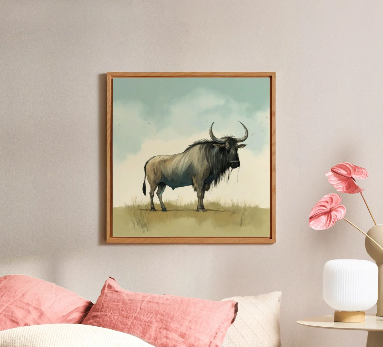 Minimal Wildebeest 1 alluminio dibond da Minimal Animal Art