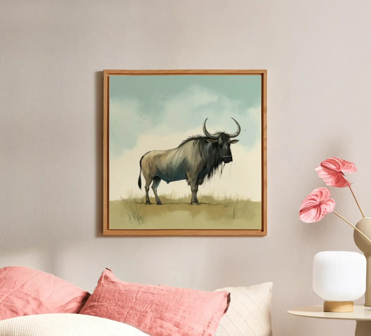 Gnu minimo alluminio dibond da Minimal Animal Art