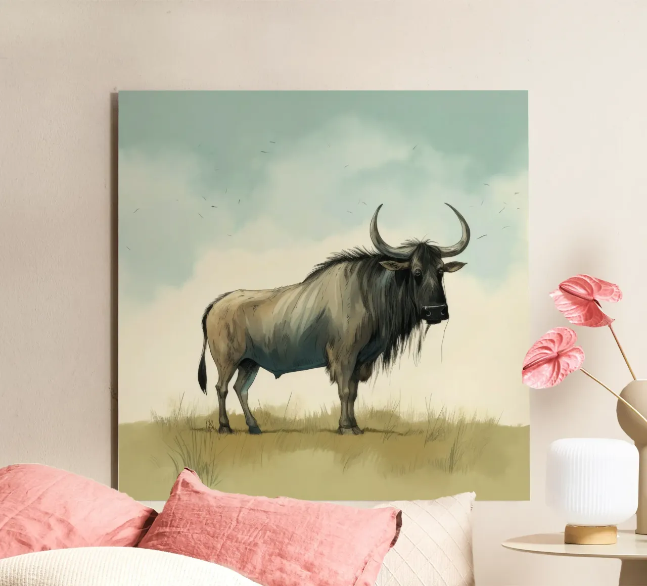 Gnu minimo alluminio dibond da Minimal Animal Art