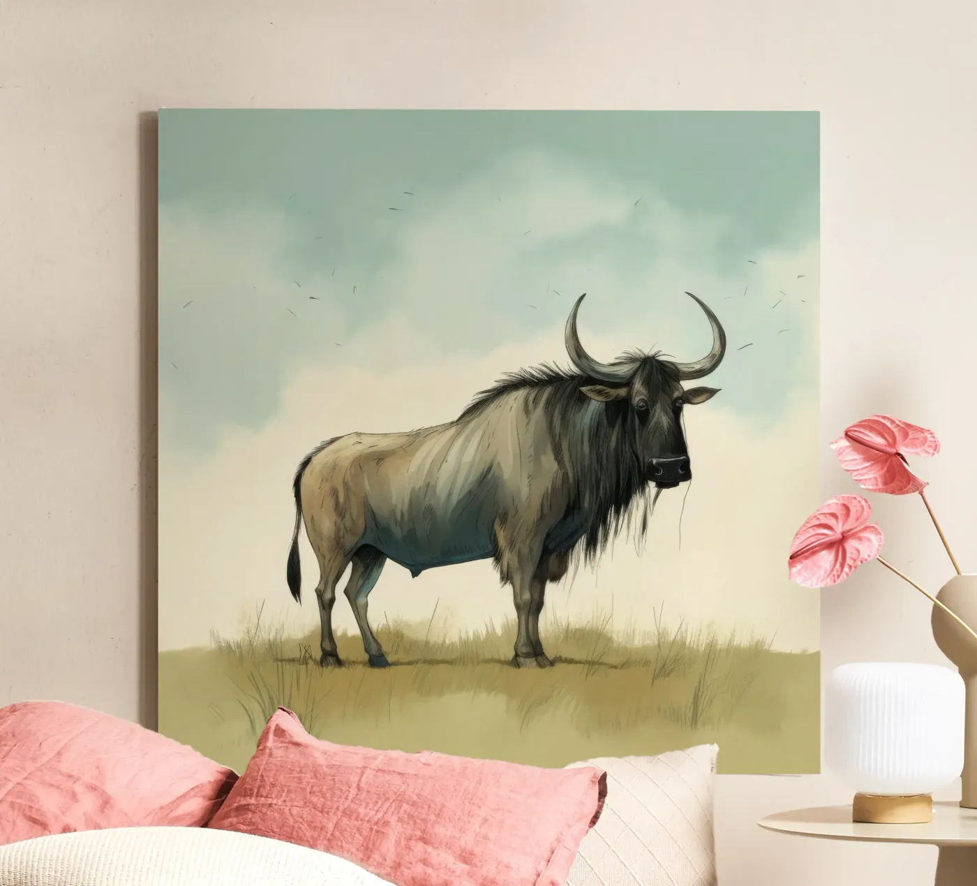 Gnu minimo tela da Minimal Animal Art