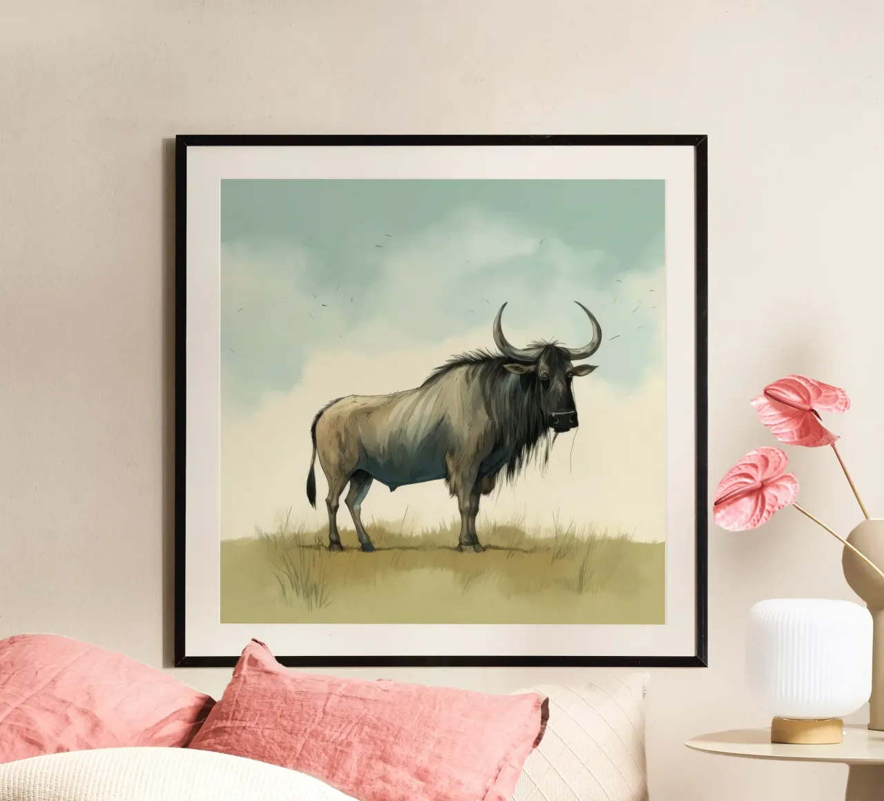 Ñu mínimo 1 hahnemühle de Minimal Animal Art