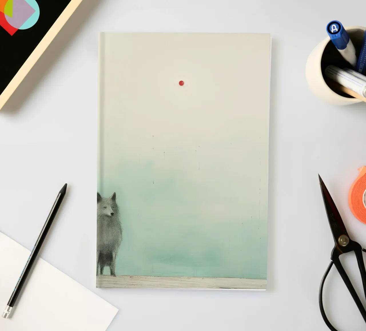 Minimal Wolf 2 notebook by Minimal Animal Art