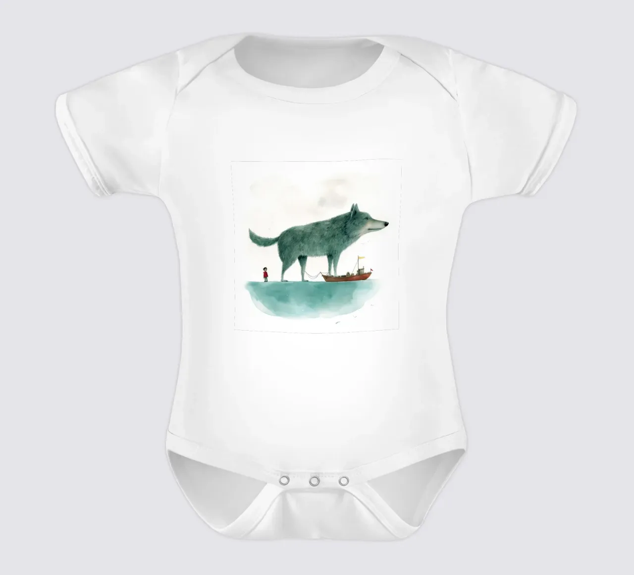 Lupo Minimo 3 body neonato maniche corte da Minimal Animal Art
