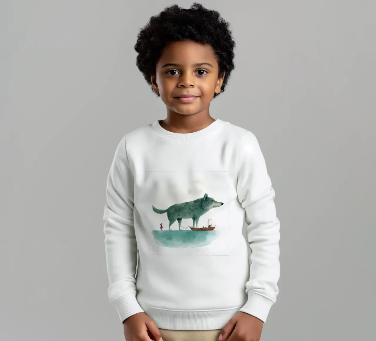 Lupo Minimo 3 felpa bambino da Minimal Animal Art