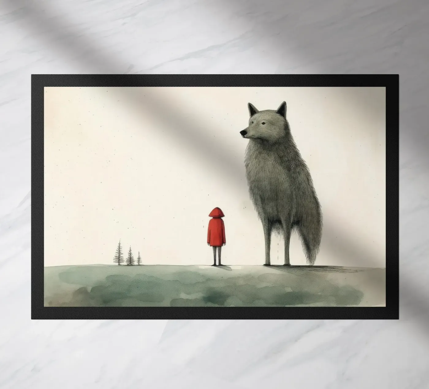 Minimal Wolf Fußmatte von Minimal Animal Art