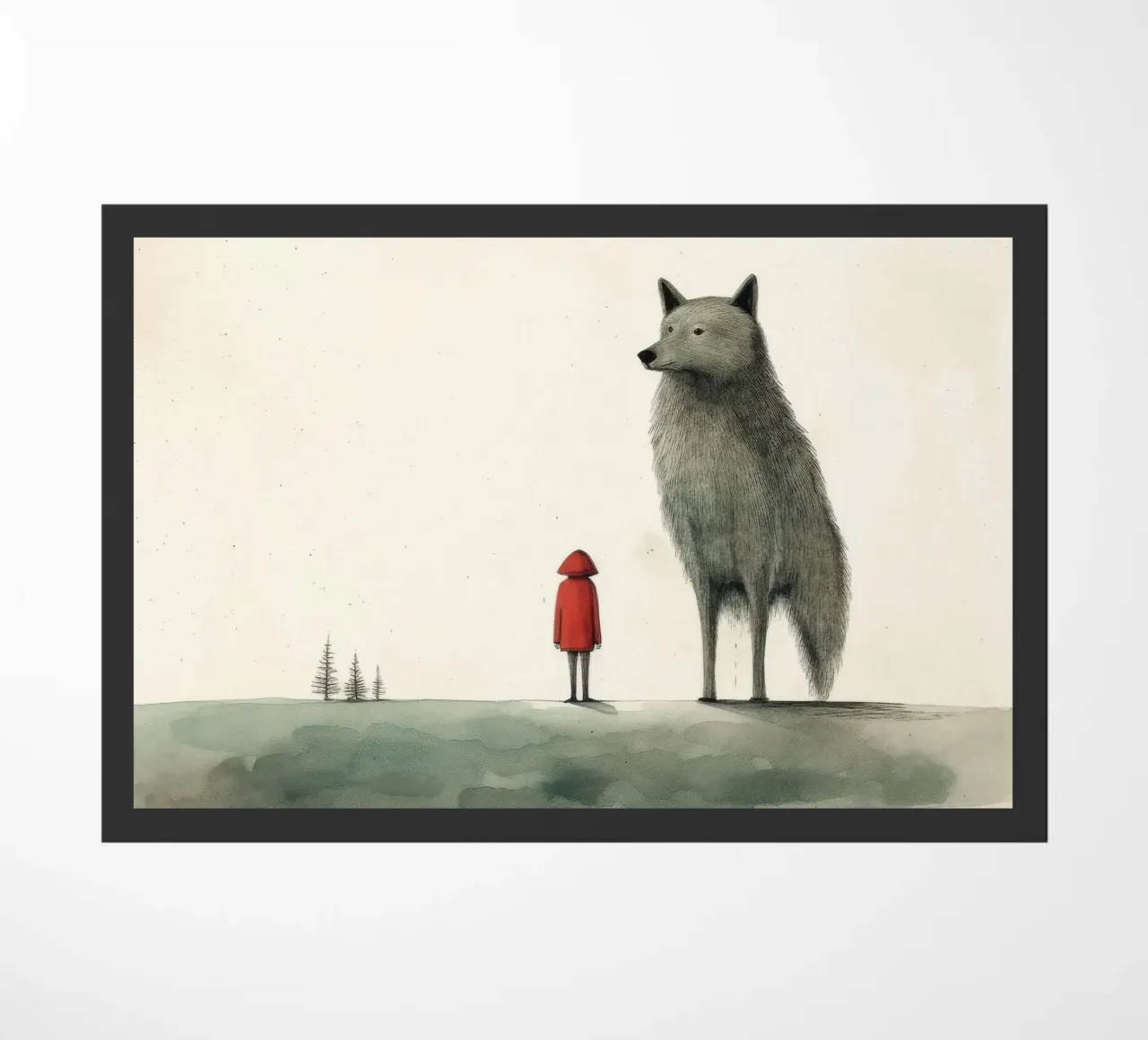 Minimal Wolf doormat by Minimal Animal Art