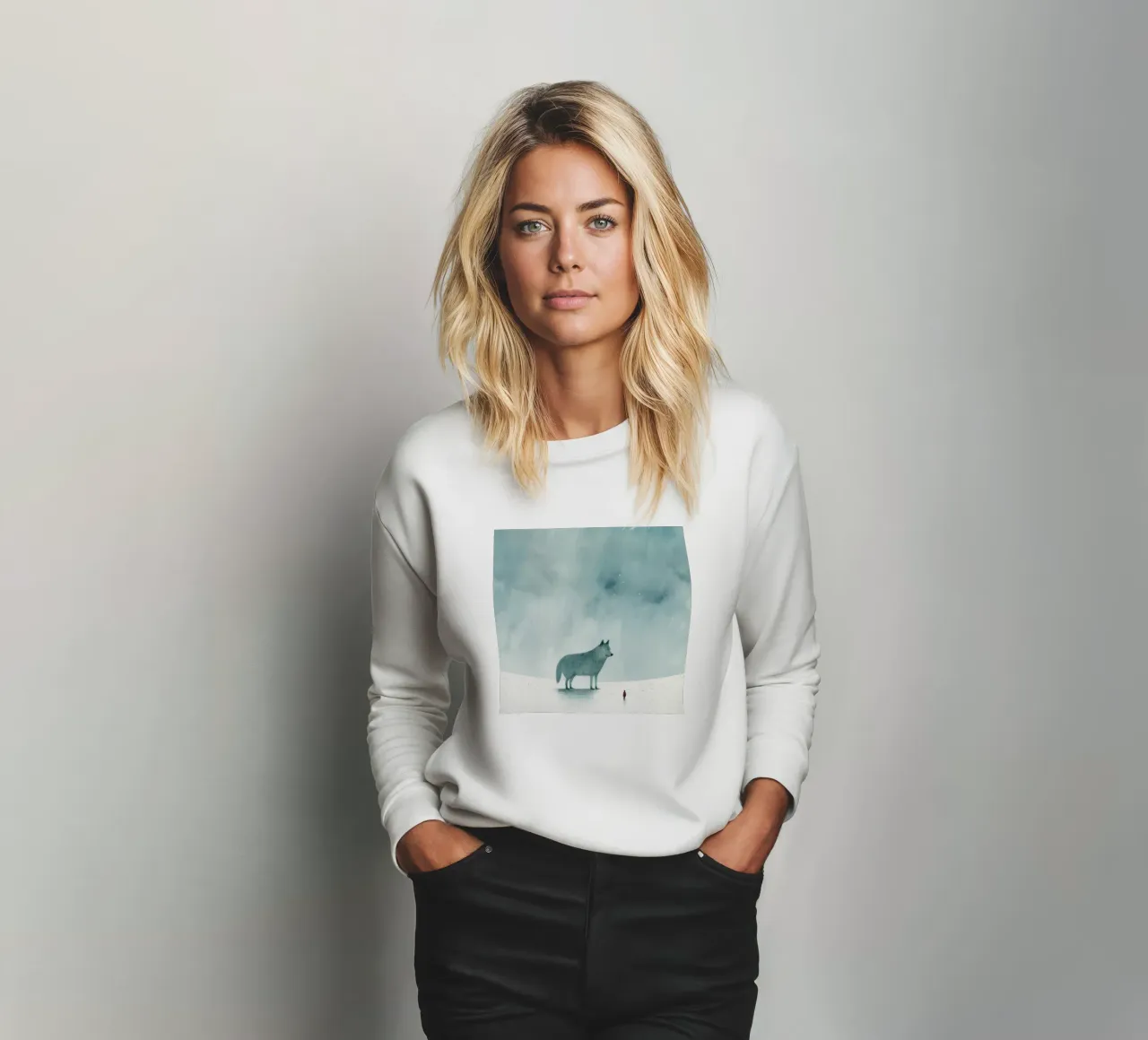 Lupo Minimo 1 felpa da Minimal Animal Art