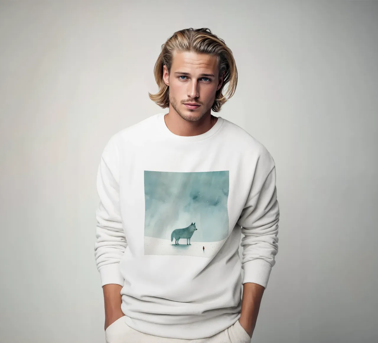 Lupo Minimo 1 felpa da Minimal Animal Art