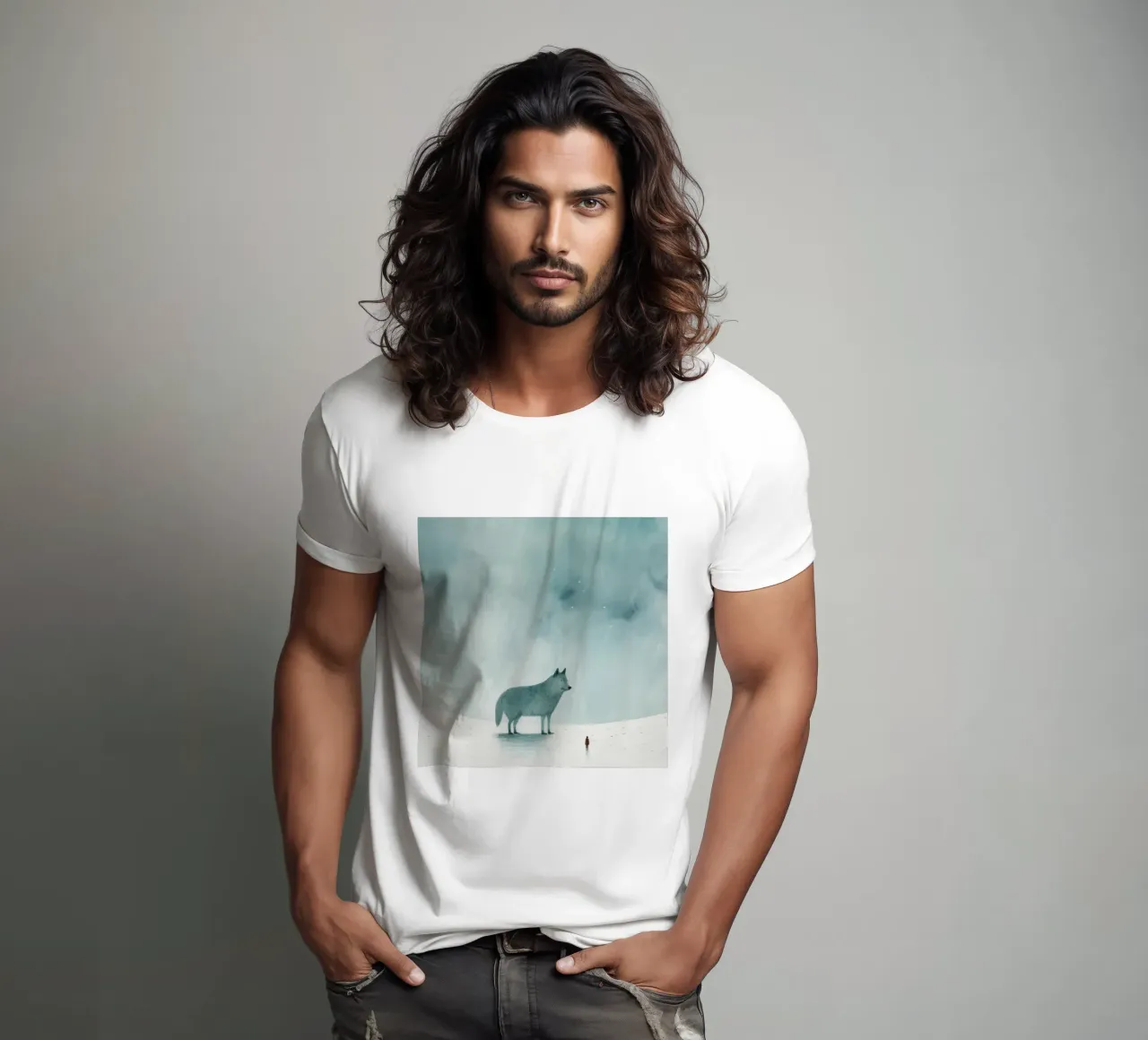 Lupo Minimo 1 t-shirt da Minimal Animal Art