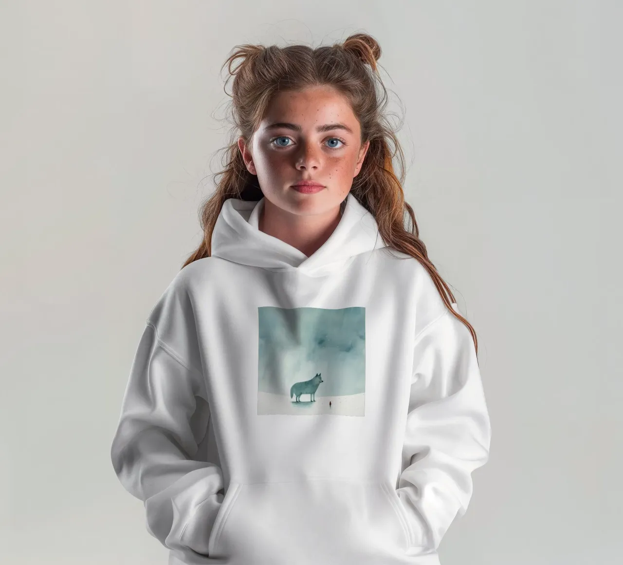 Lupo Minimo 1 felpa bambino con cappuccio da Minimal Animal Art