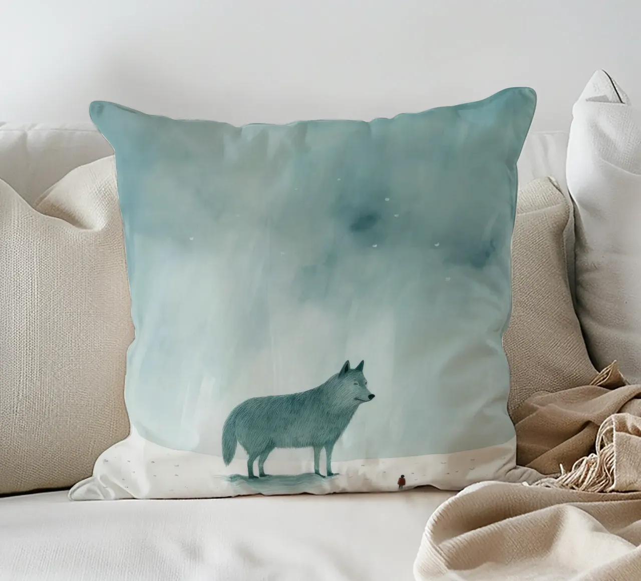 Lupo Minimo 1 cuscino da Minimal Animal Art