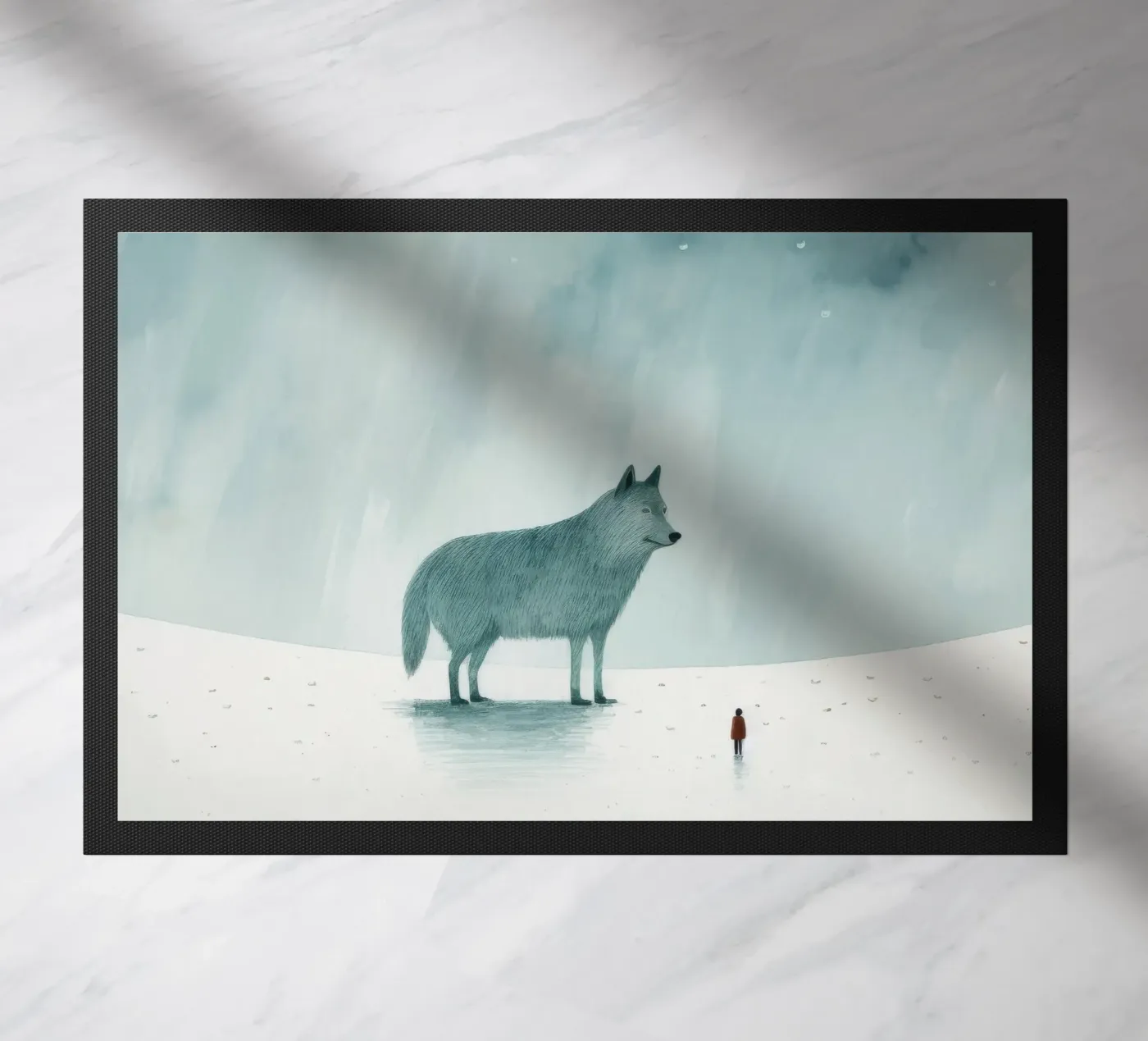 Minimal Wolf doormat by Minimal Animal Art