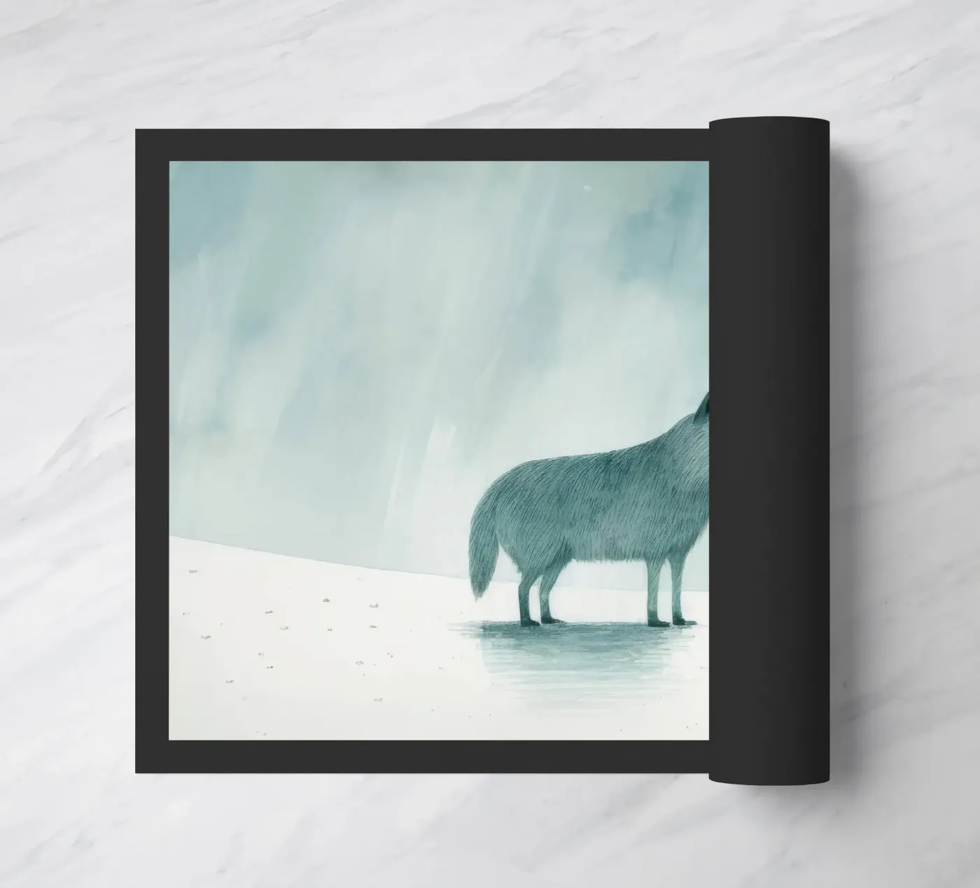 Minimal Wolf doormat by Minimal Animal Art