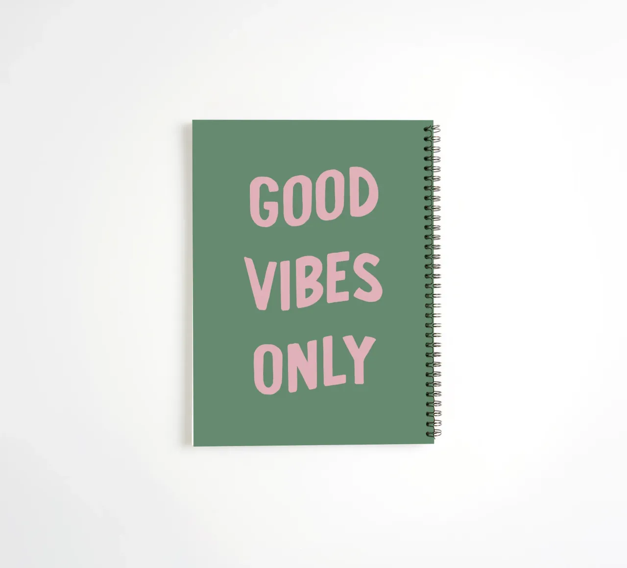 Good Vibes Only Quote Typography spiral notebook by Peaches Art Prints