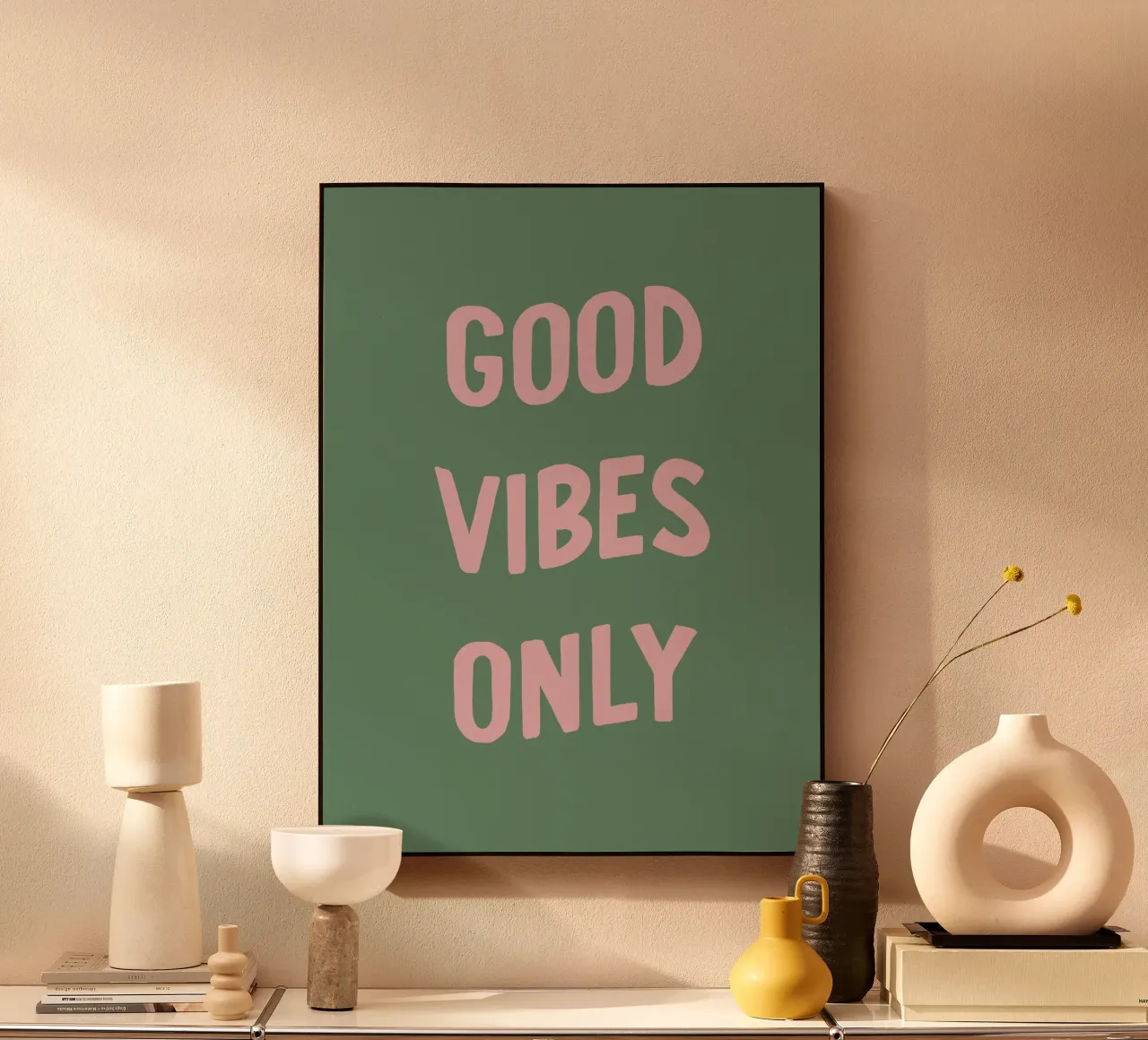 Tipografia con citazioni Good Vibes Only plexiglass da Peaches Art Prints