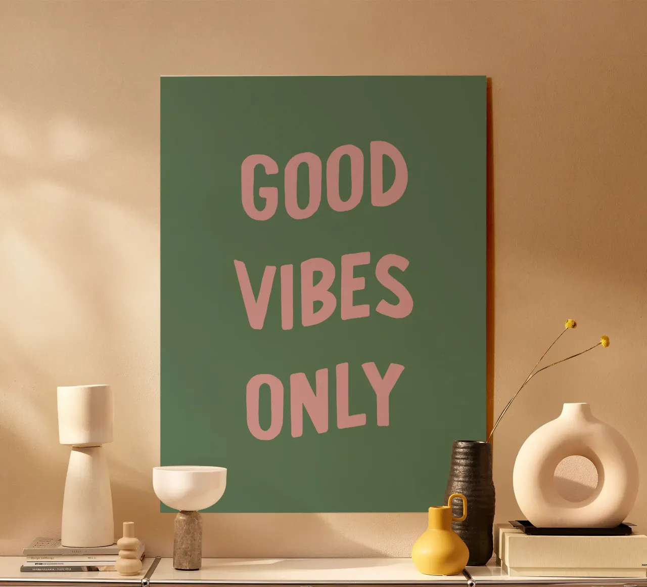 Tipografia con citazioni Good Vibes Only plexiglass da Peaches Art Prints