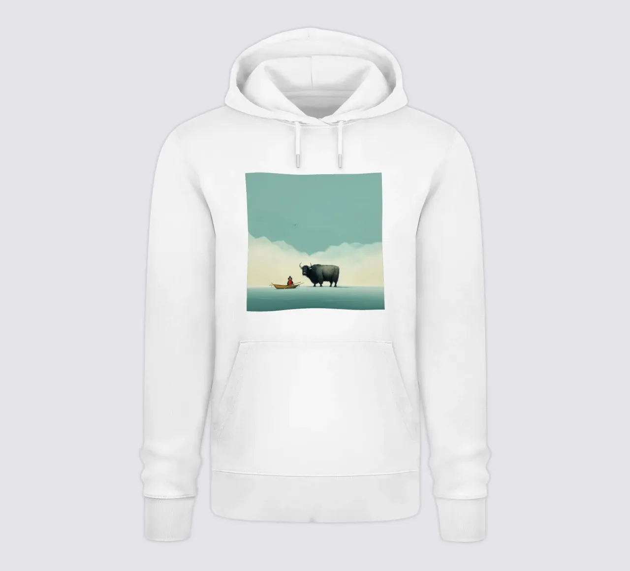 Minimo Yak 2 felpa con cappuccio da Minimal Animal Art