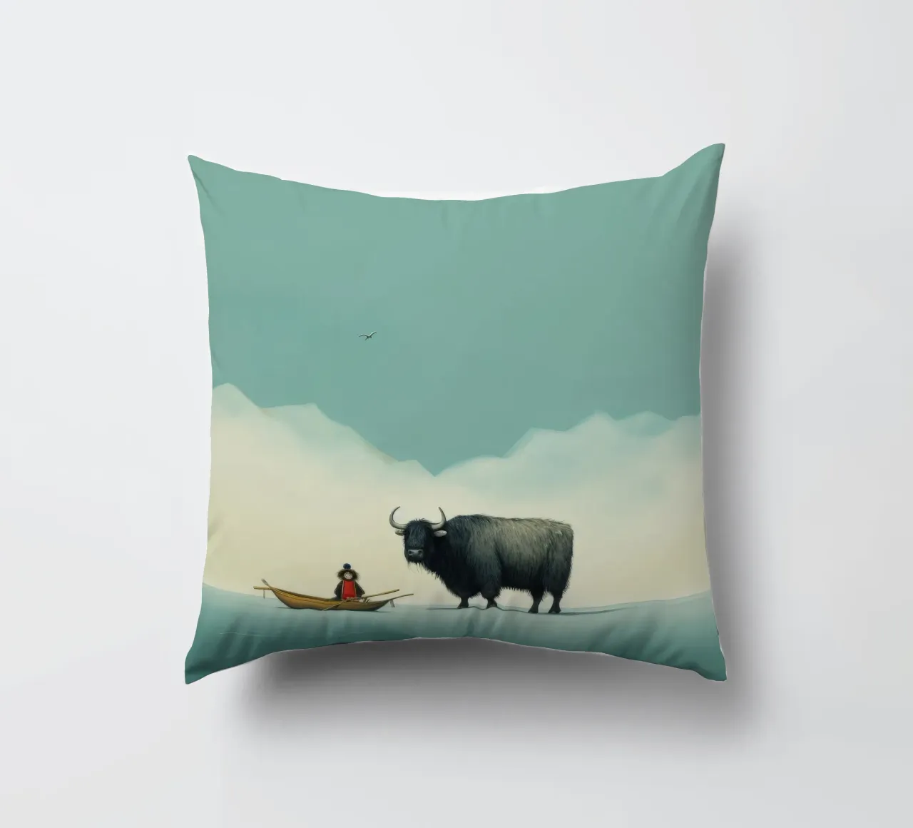 Minimum Yak 2 Kissen von Minimal Animal Art