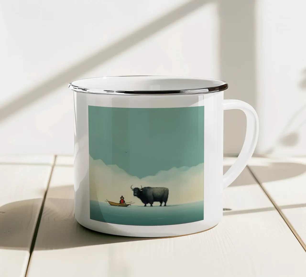 Minimum Yak 2 mug en émail de Minimal Animal Art