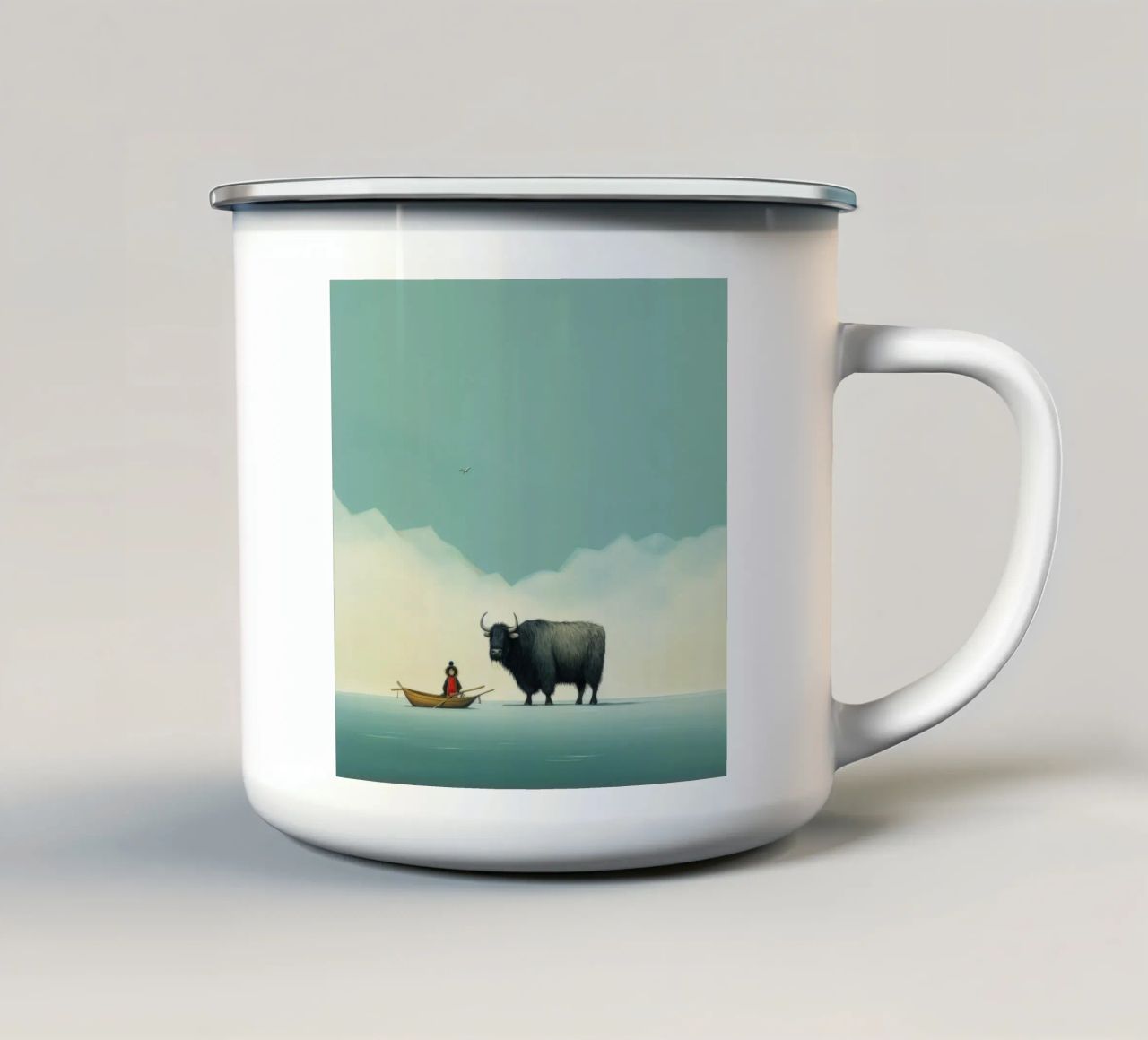 Minimo Yak 2 tazza in smalto da Minimal Animal Art