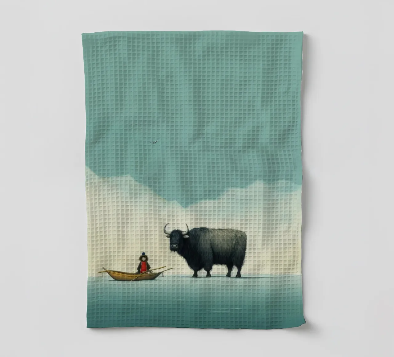 Minimo Yak 2 canovaccio da cucina da Minimal Animal Art