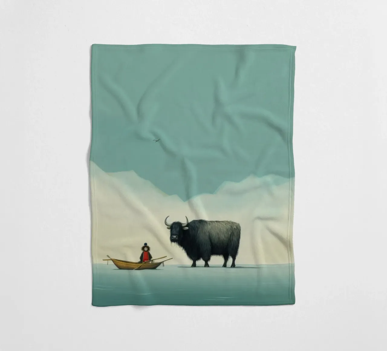 Mínimo Yak 2 manta de franela de Minimal Animal Art