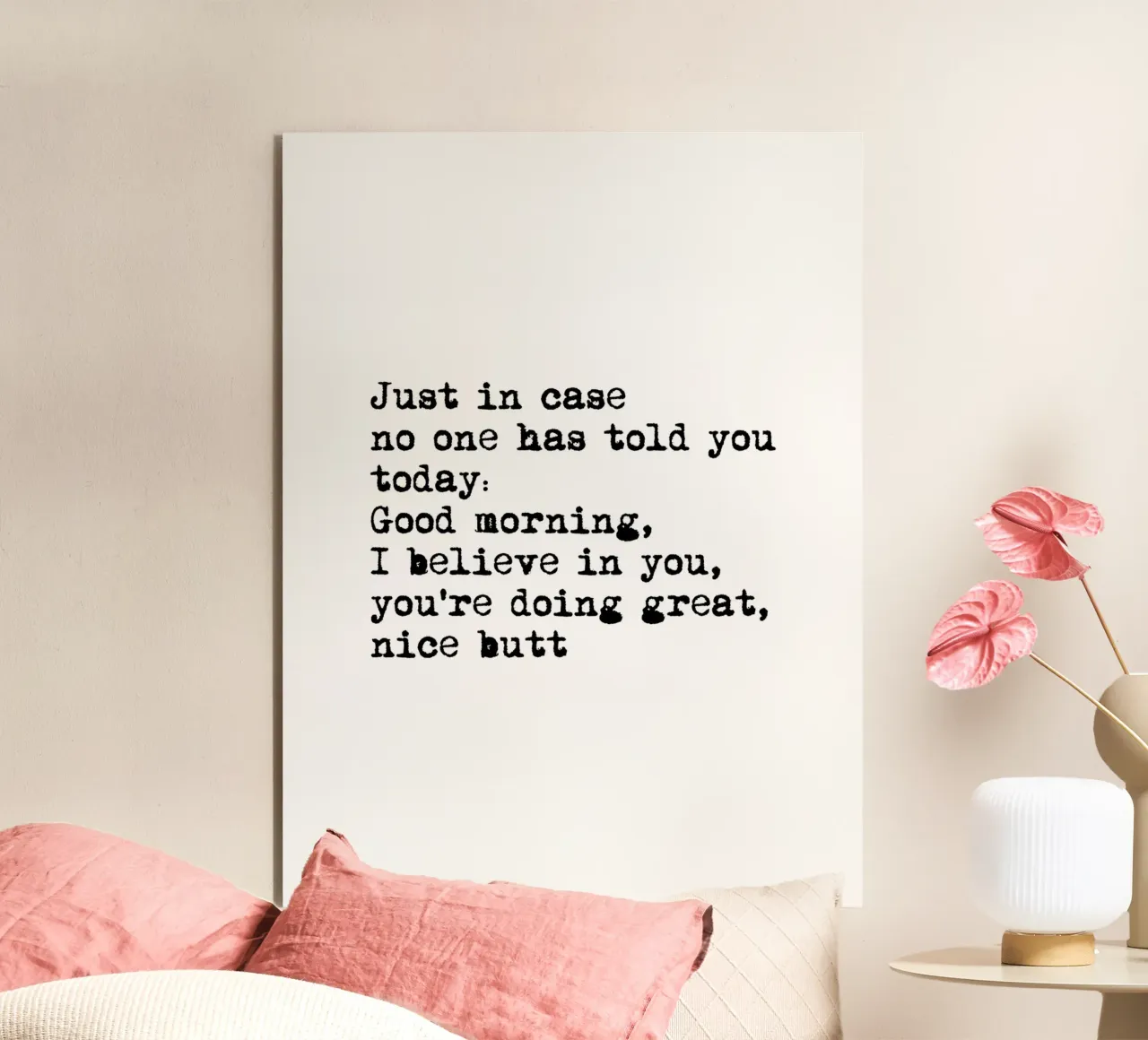 Citazione di Nice Bum in bianco e nero - Tipografia Typewriter alluminio dibond da Peaches Art Prints