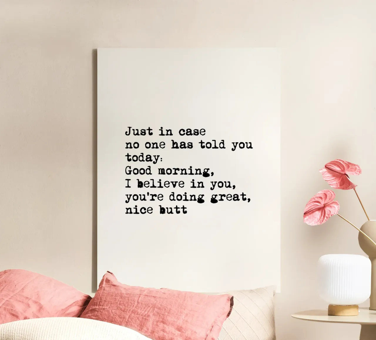 Citazione di Nice Bum in bianco e nero - Tipografia Typewriter tela da Peaches Art Prints