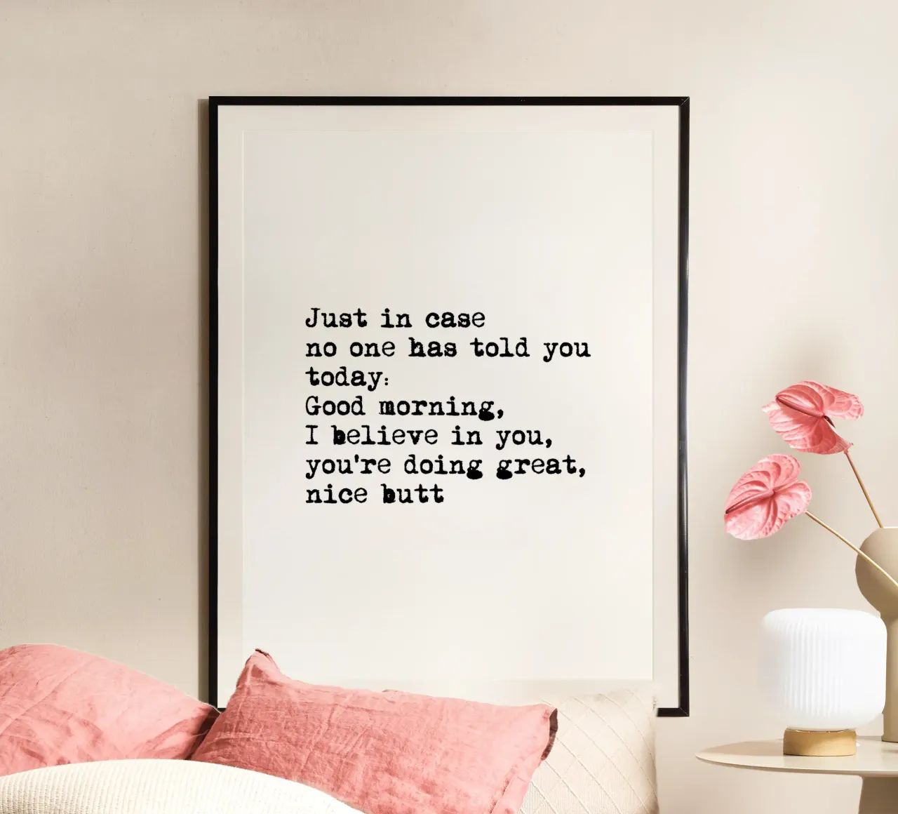 Citazione di Nice Bum in bianco e nero - Tipografia Typewriter carta hahnemühle da Peaches Art Prints