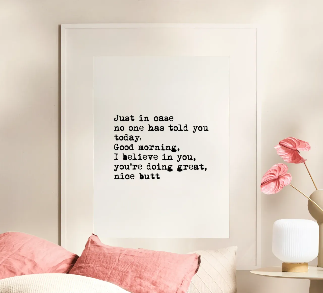 Citazione di Nice Bum in bianco e nero - Tipografia Typewriter carta hahnemühle da Peaches Art Prints