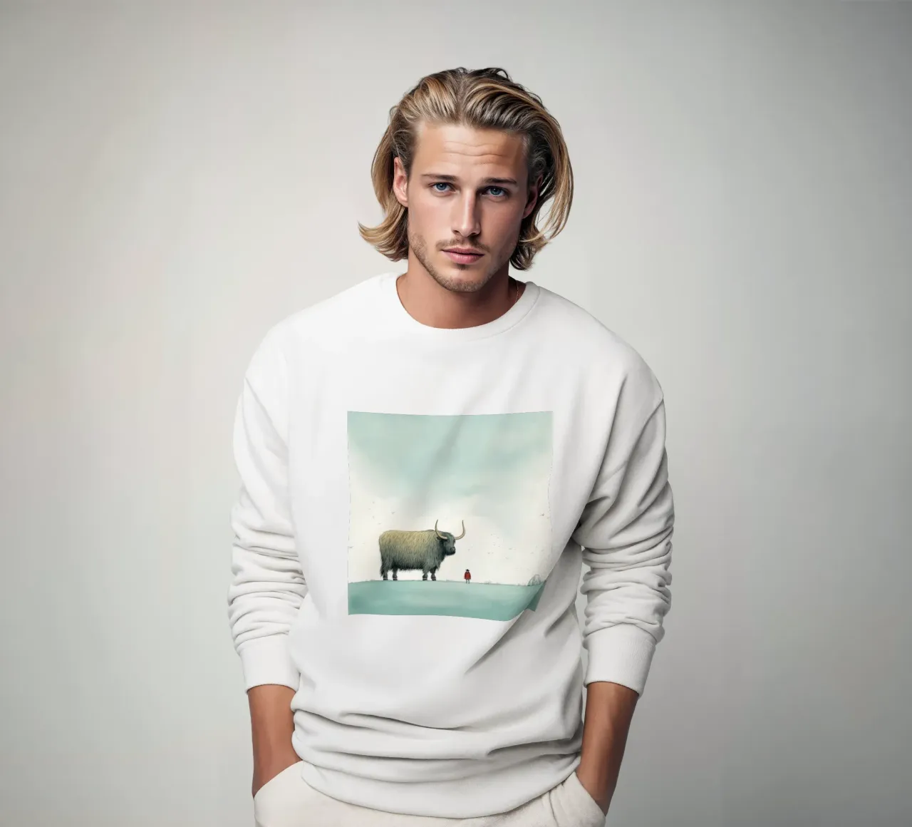 Minimaal Yak 3 sweatshirt van Minimal Animal Art