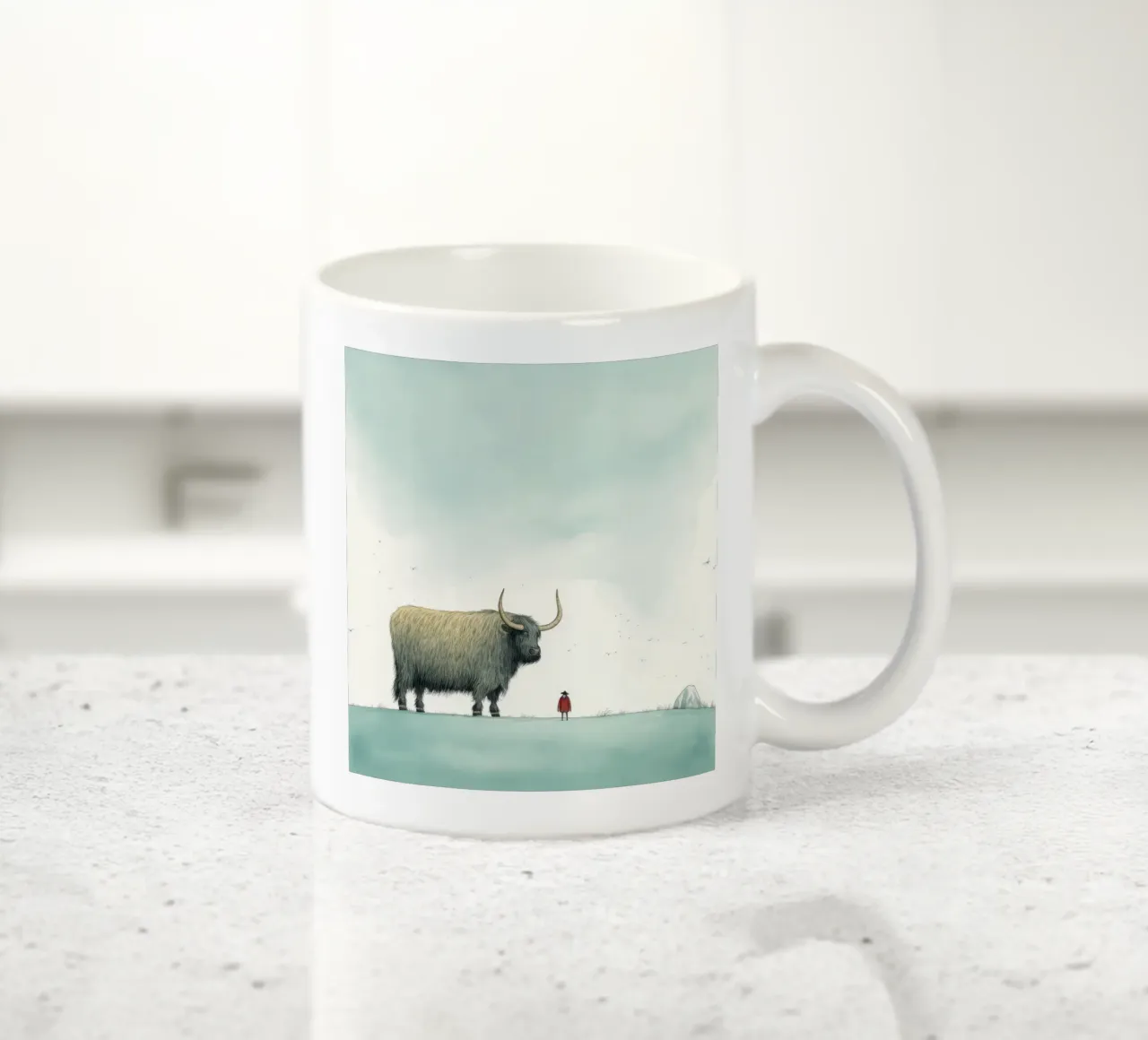 Minimum Yak 3 Keramik Tasse von Minimal Animal Art