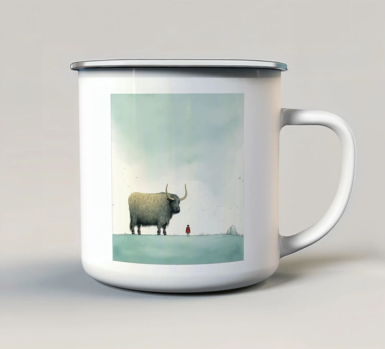 Minimo Yak 3 tazza in smalto da Minimal Animal Art
