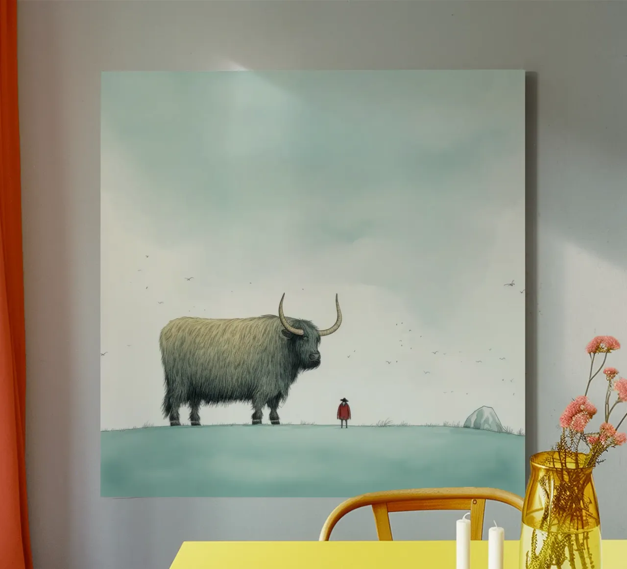 Minimum Yak 3 canvas by Minimal Animal Art