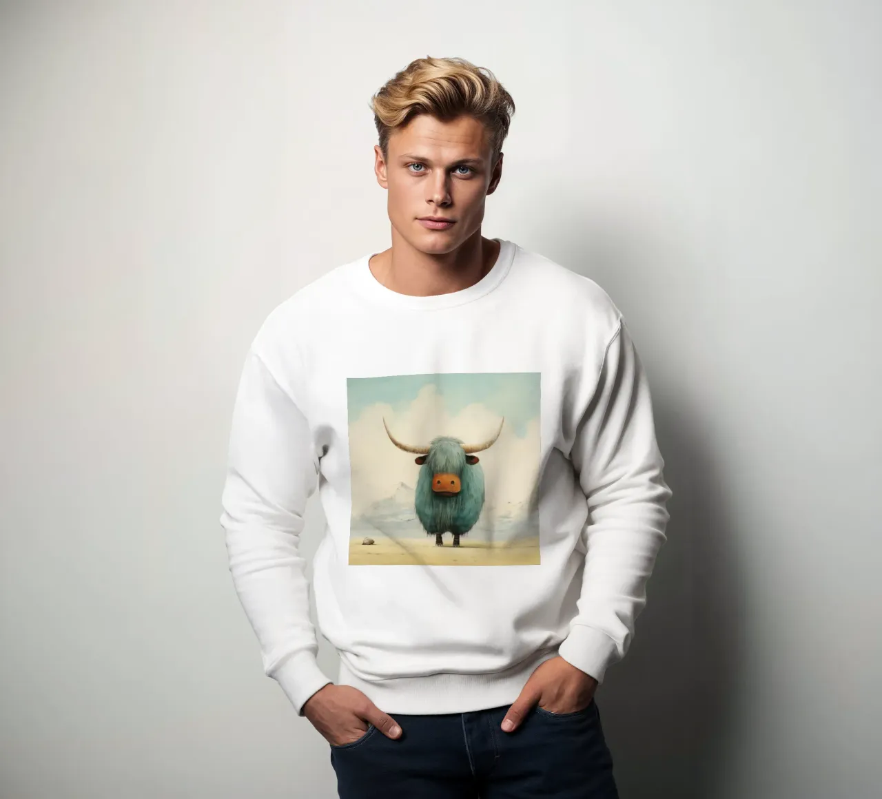Mínimo Yak 4 sudadera de Minimal Animal Art