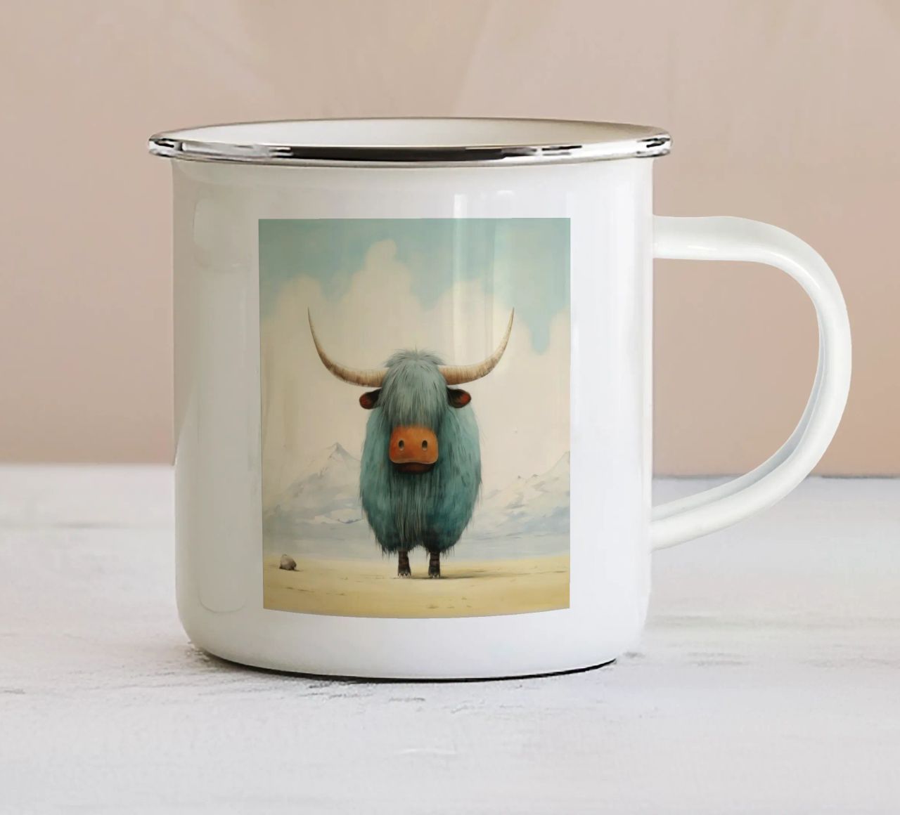 Minimo Yak 4 tazza in smalto da Minimal Animal Art