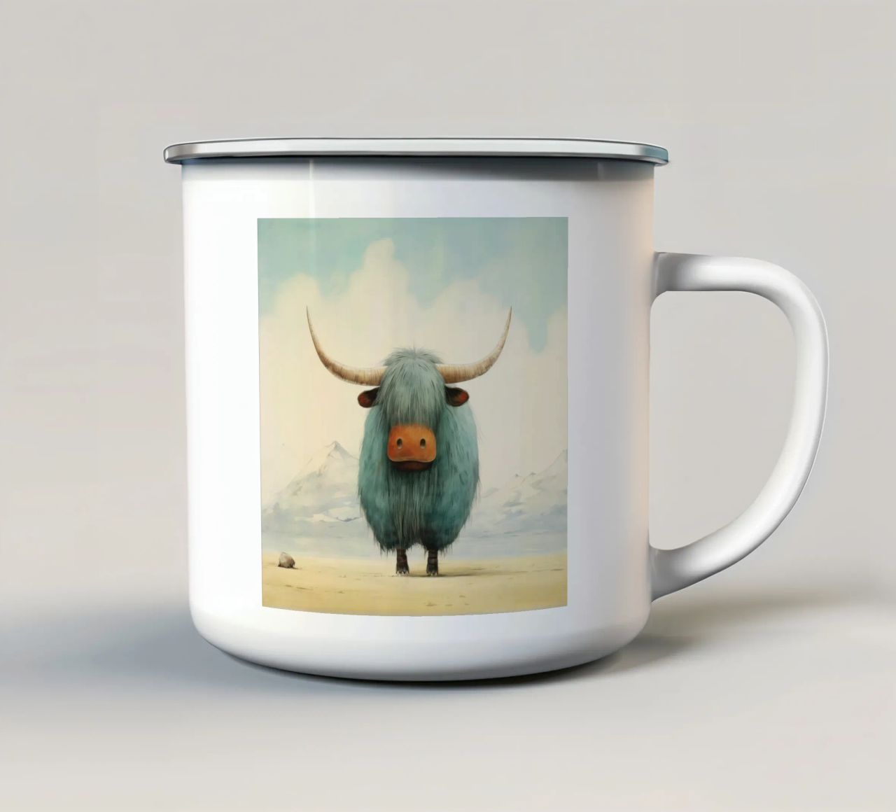 Minimo Yak 4 tazza in smalto da Minimal Animal Art