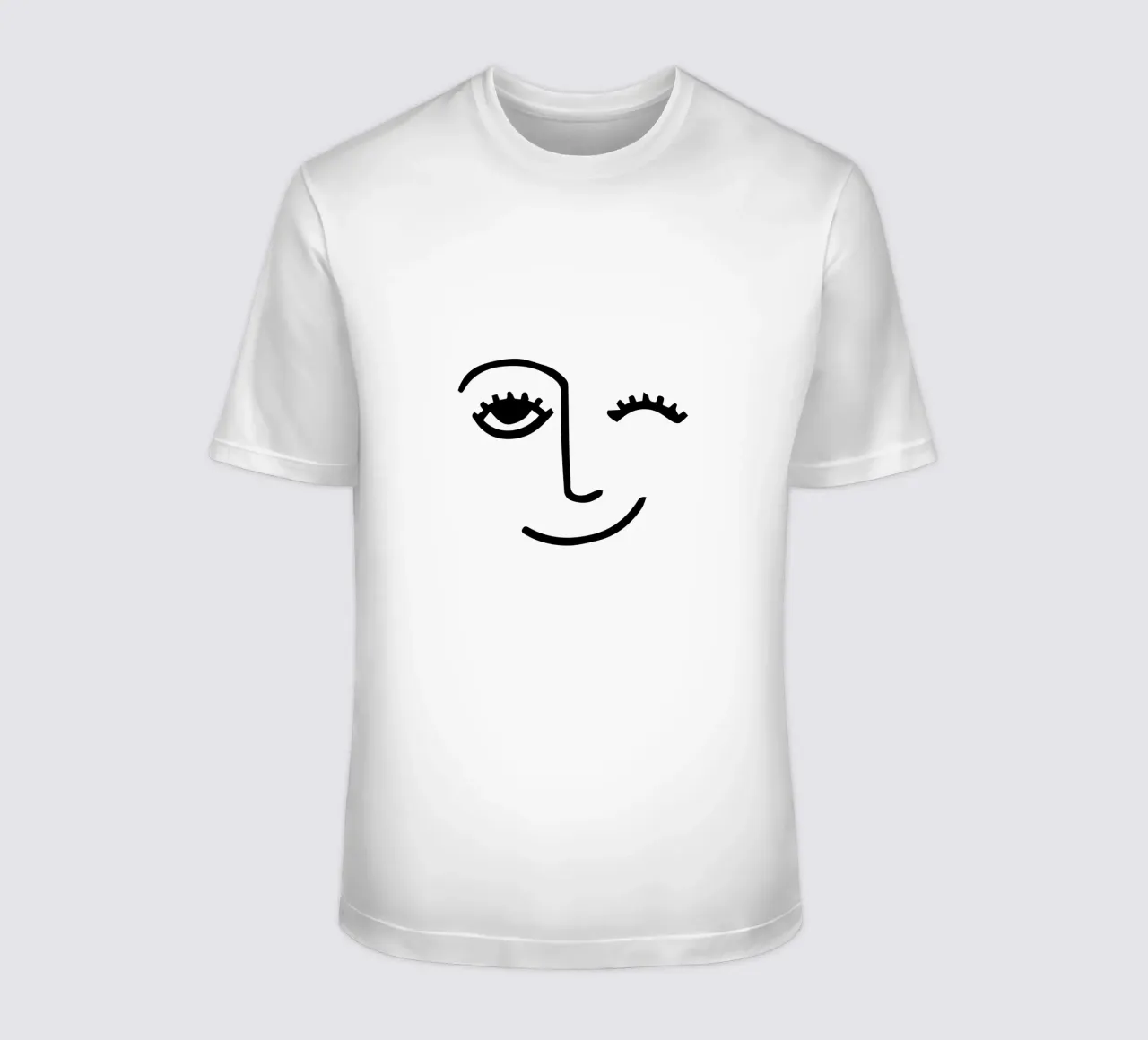 Wink - Line Art Face t-shirt da Peaches Art Prints