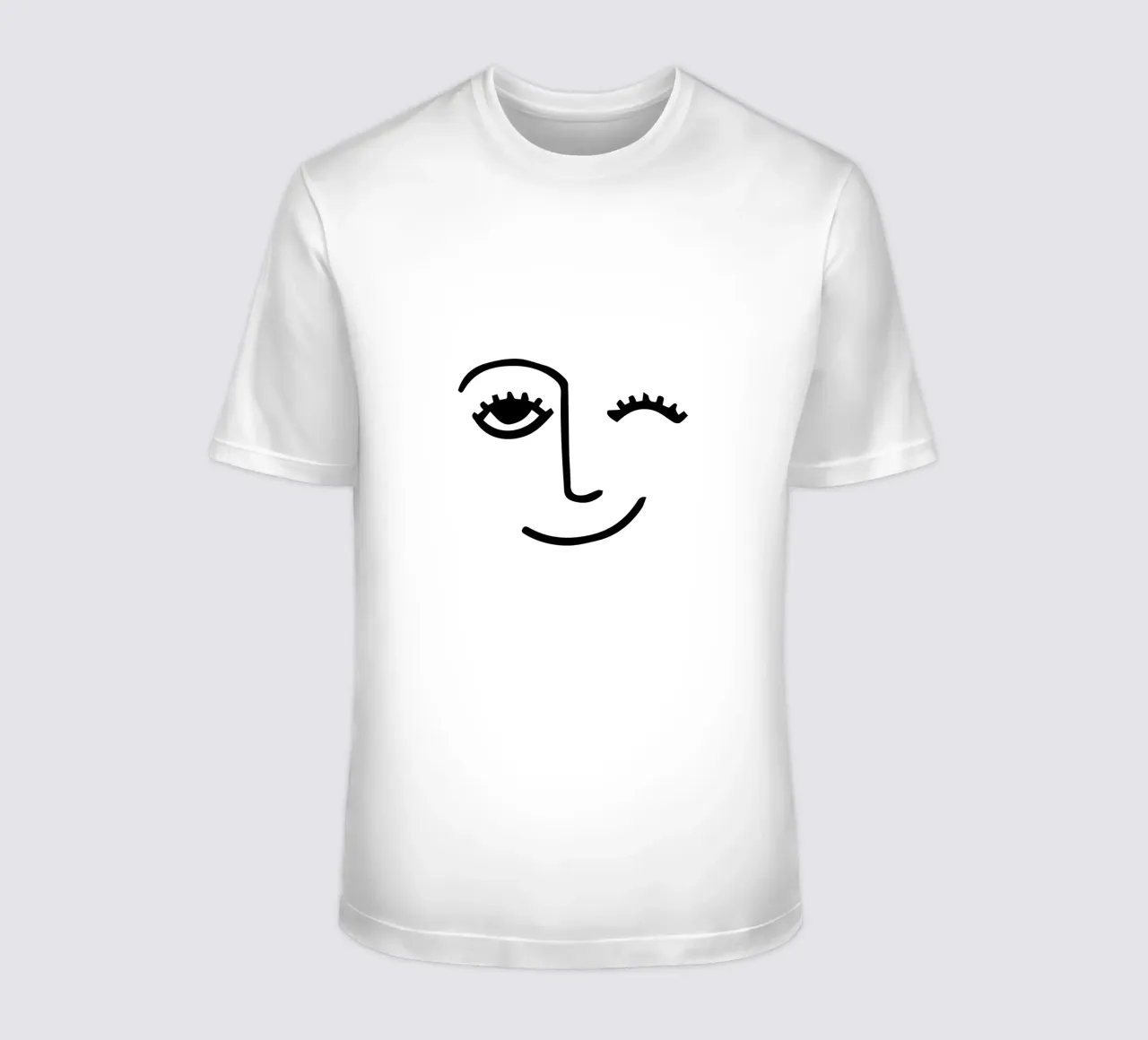 Wink - Line Art Face t-shirt da Peaches Art Prints