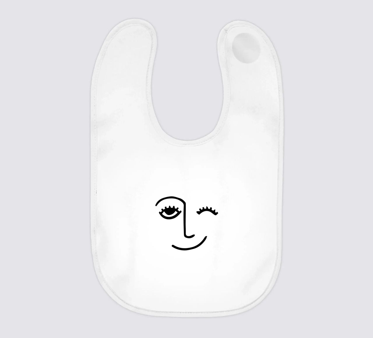 Wink - Line Art Gesicht Babylätzchen von Peaches Art Prints