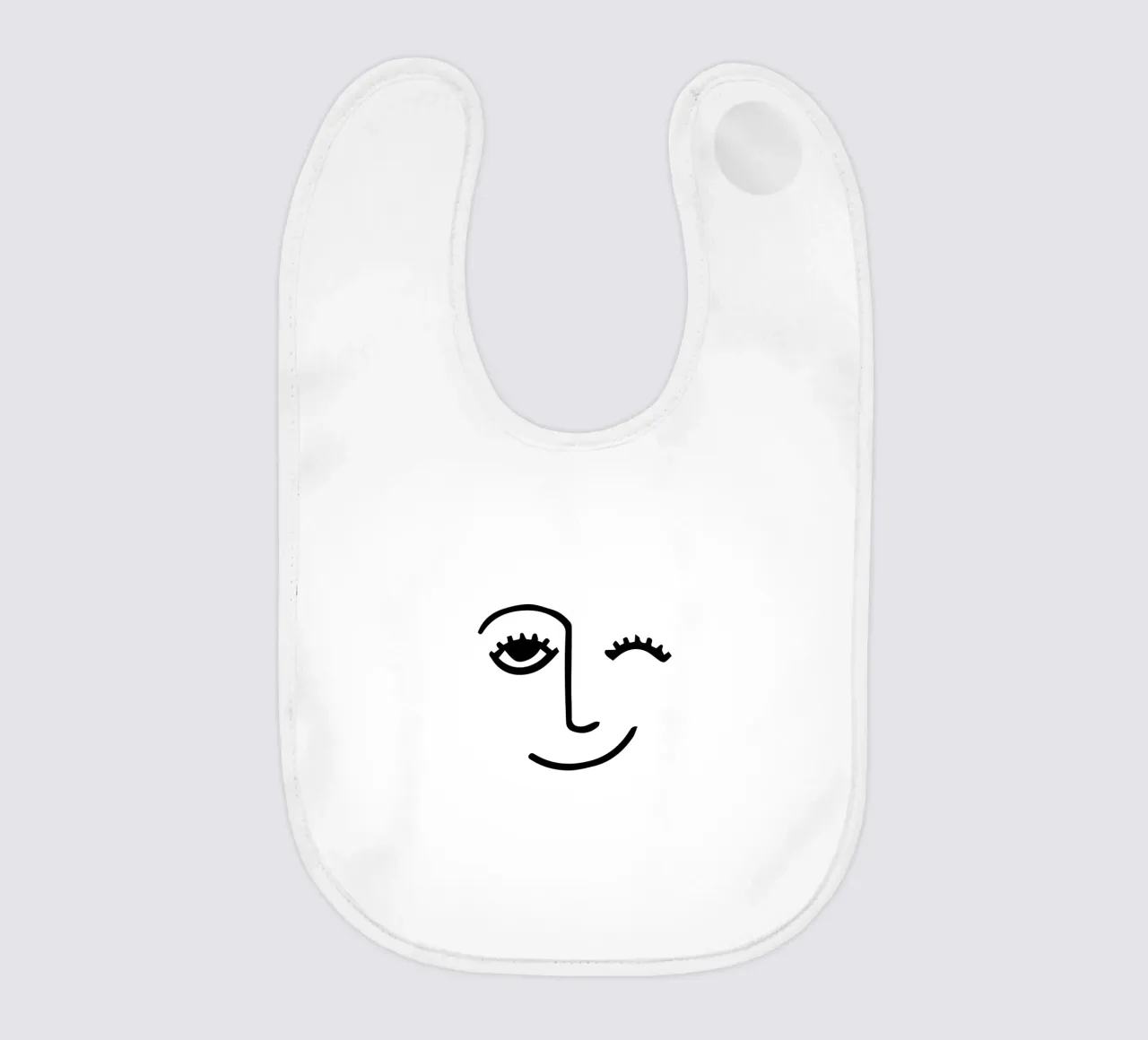Wink - Line Art Gesicht Babylätzchen von Peaches Art Prints