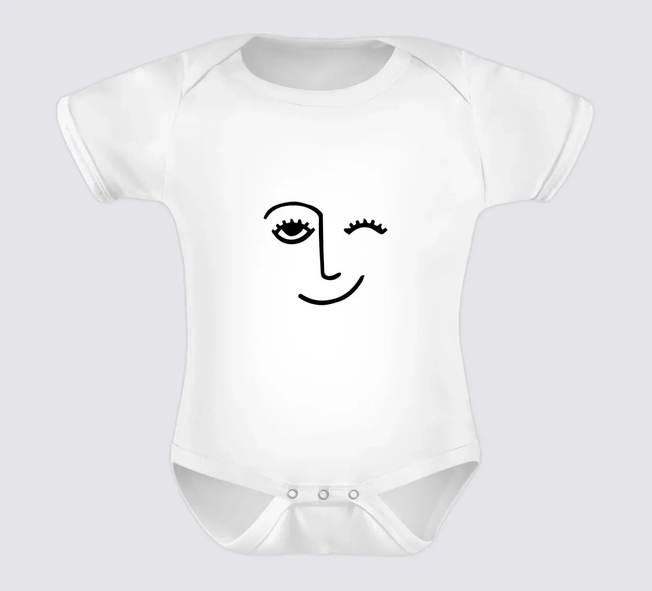 Wink - Line Art Face body neonato maniche corte da Peaches Art Prints