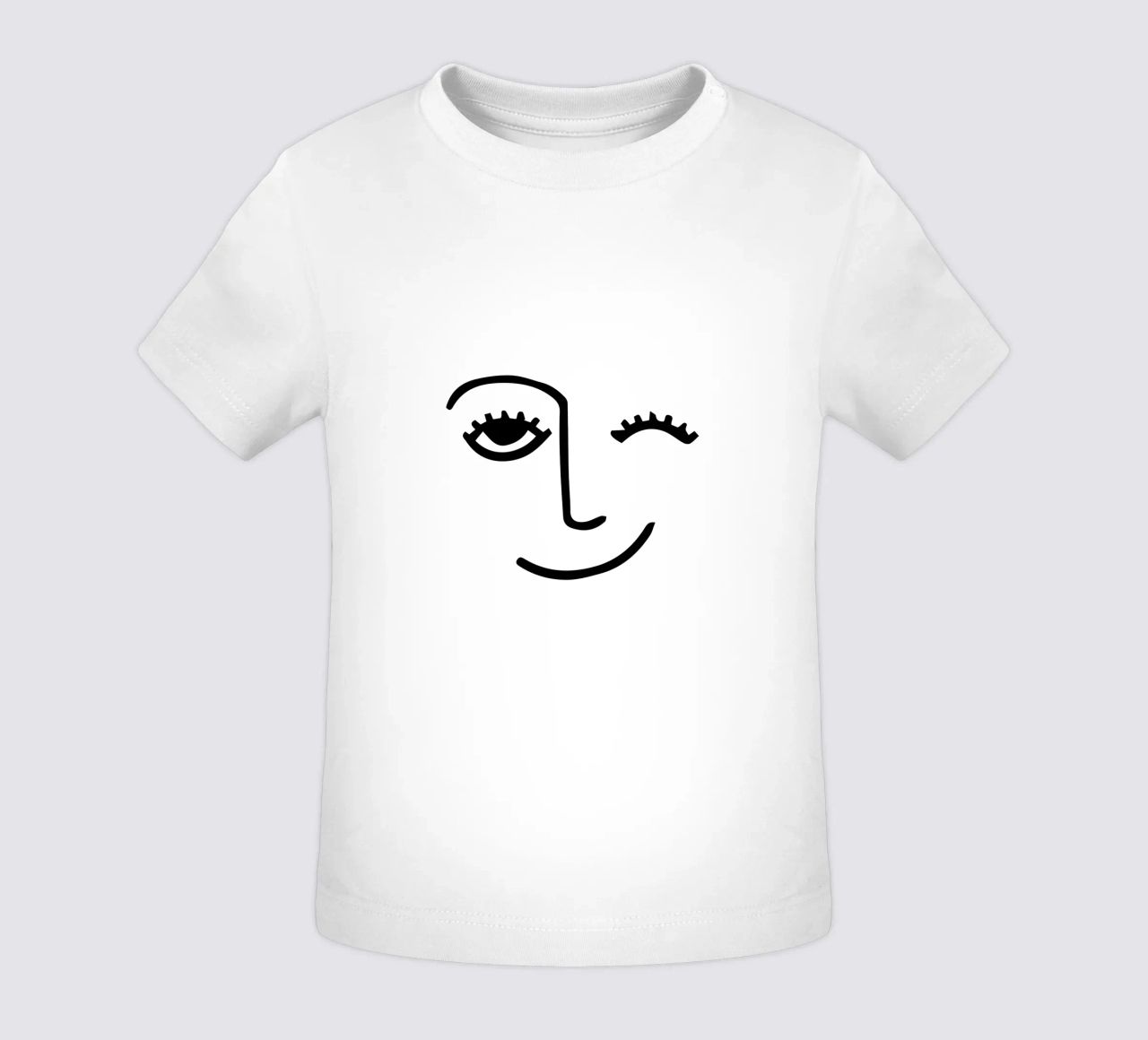 Wink - Line Art Face maglietta neonato da Peaches Art Prints