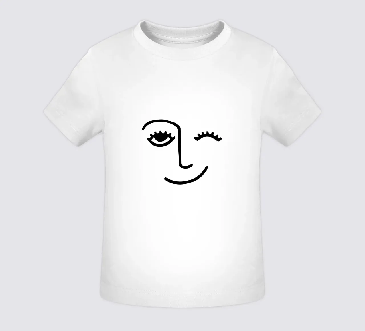 Wink - Line Art Face baby t-shirt by Peaches Art Prints