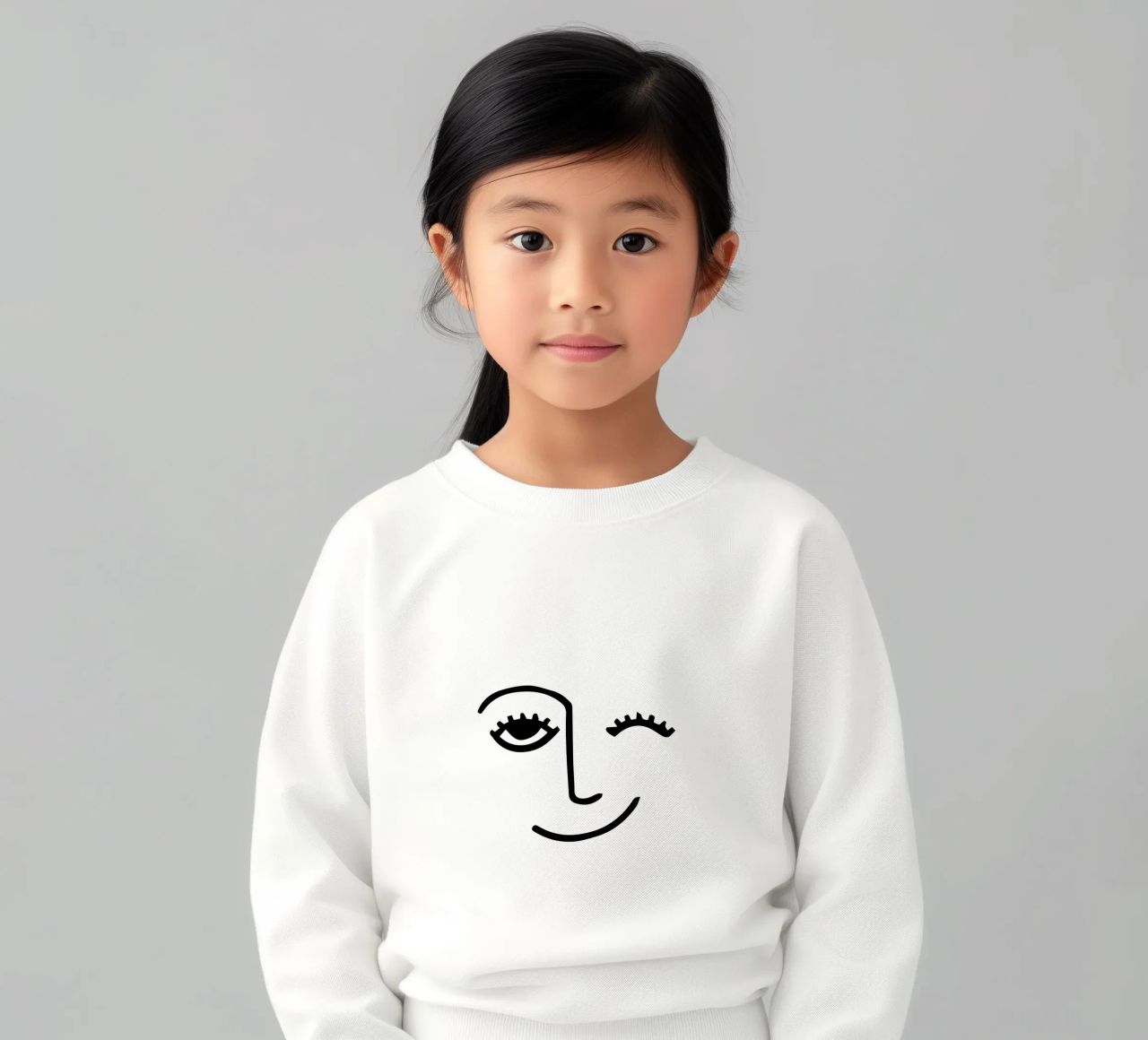 Wink - Line Art Face felpa bambino da Peaches Art Prints