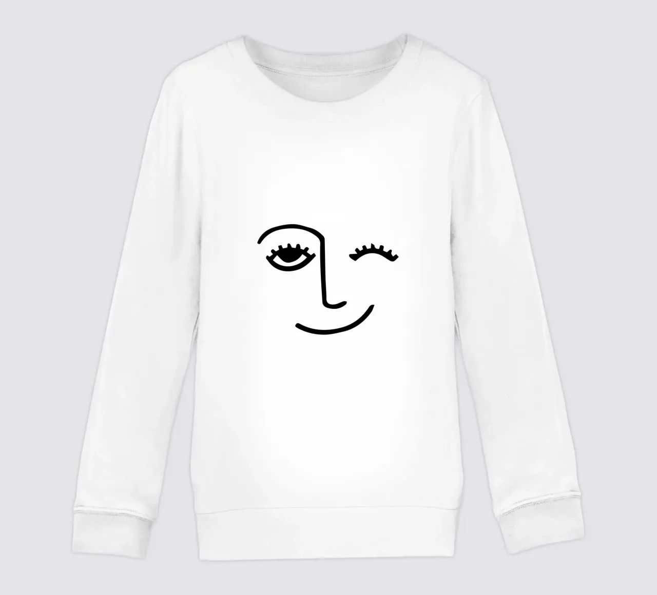 Wink - Line Art Face kids sweatshirt by Peaches Art Prints