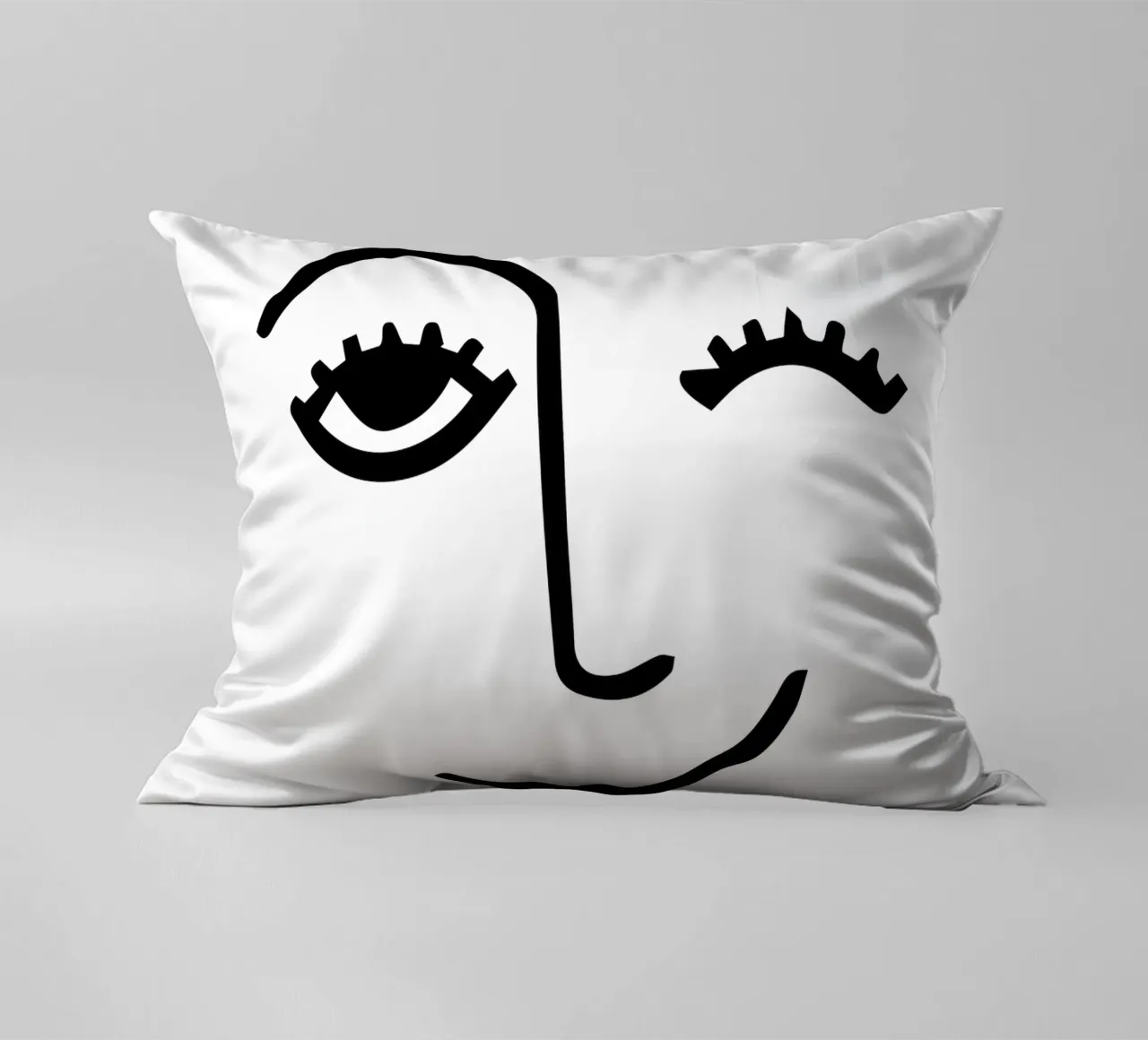 Wink - Line Art Face cuscino da Peaches Art Prints